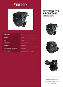 Motor Nafta Kipor KG690 - Folleto