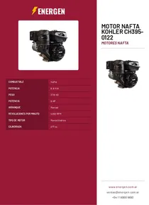 Motor Nafta Kohler CH395-0122 - Folleto