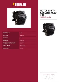 Motor Nafta Kohler CH620-3101 - Folleto