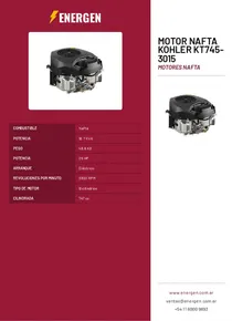 Motor Nafta Kohler KT745-3015 - Folleto