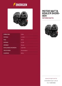 Motor Nafta Kohler SH265-0011 - Folleto