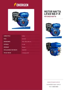 Motor Nafta Lifan 168-F-R - Folleto