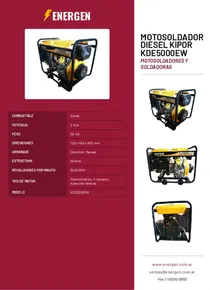 Motosoldador Diesel Kipor KDE5000EW - Folleto