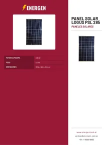 Panel Solar Logus PSL 285 - Folleto
