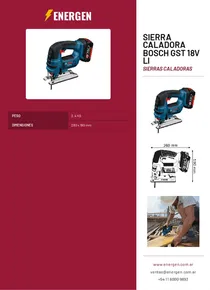 Sierra Caladora BOSCH GST 18V LI - Folleto