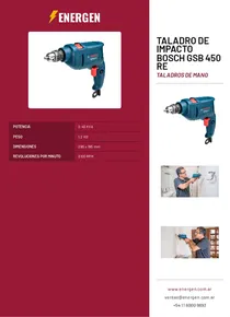 Taladro de Impacto Bosch GSB 450 RE - Folleto