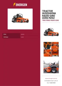 Tractor Husqvarna Radio Giro Cero MZ52 - Folleto