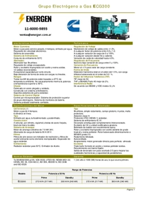 Grupo Electrógeno a Gas Cummins ECG300 - Ficha Técnica