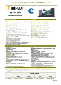 Grupo Electrógeno a Gas Cummins ECG350 - Ficha Técnica