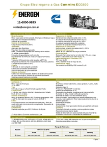 Grupo Electrógeno a Gas Cummins ECG500 - Ficha Técnica