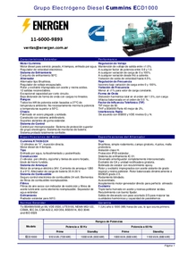 Grupo Electrógeno Diesel Cummins ECD1000 - Ficha Técnica