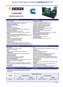 Grupo Electrógeno Diesel Cummins ECD150 - Ficha Técnica