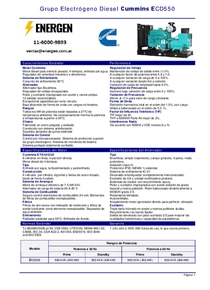 Grupo Electrógeno Diesel Cummins ECD550 - Ficha Técnica