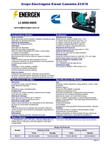 Grupo Electrógeno Diesel Cummins ECD70 - Ficha Técnica