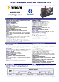 Grupo Electrógeno Diesel New Holland END175 - Ficha Técnica