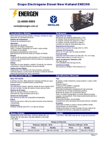 Grupo Electrógeno Diesel New Holland END200 - Ficha Técnica