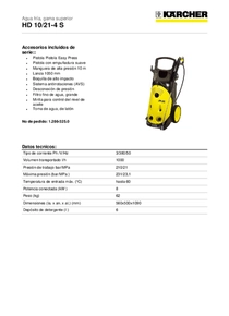 Hidrolavadora Karcher HD10/21-4S - Ficha Técnica