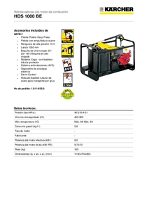 Hidrolavadora Karcher HDS1000-BE - Ficha Técnica