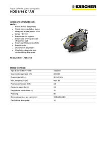 Hidrolavadora Karcher HDS7/16-C - Ficha Técnica