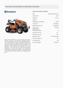 Mini Tractor Husqvarna TS248TXD - Ficha Técnica