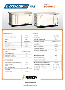 Grupo Electrógeno a Gas Logus LG10MS - Ficha Técnica