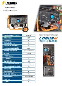 Grupo Electrógeno Nafta Logus GL8500E - Ficha Técnica