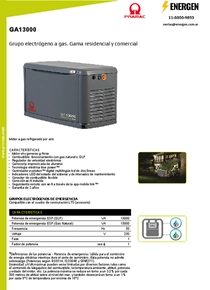 Grupo Electrógeno a Gas Pramac GA13000 - Ficha Técnica