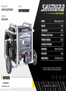 Grupo Electrógeno Nafta Shimura KGE3500TIA - Ficha Técnica