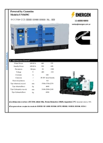 Grupo Electrógeno Diesel Cummins YNS650 - Ficha Técnica