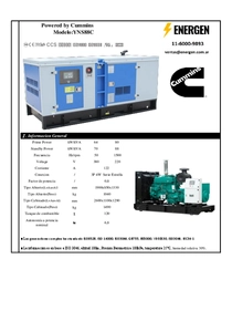 Grupo Electrógeno Diesel Cummins YNS88 - Ficha Técnica