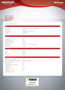 Grupo Electrógeno Inverter Honda EU30I - Ficha Técnica