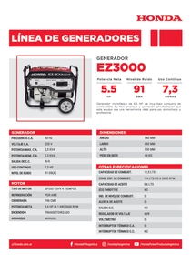 Grupo Electrógeno Nafta Honda EZ3000CX - Ficha