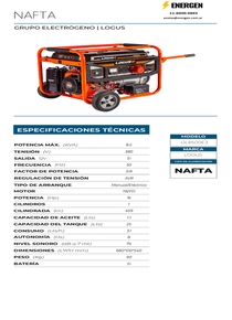 Grupo Electrógeno Nafta Logus GL8500E3 - Ficha Técnica