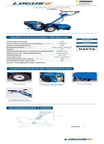 Motocultivador Nafta Logus LT500 - Ficha Técnica