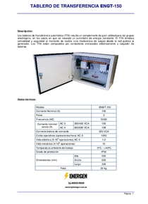 Tablero de Transferencia Automática ENGT-150 - Ficha Técnica