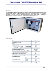 Tablero de Transferencia Automática ENGT-225 - Ficha Técnica