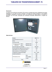 Tablero de Transferencia Automática ENGT-75 - Ficha Técnica