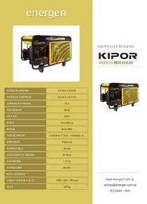 Grupo Electrógeno Diesel Kipor KDE12EAF - Folleto