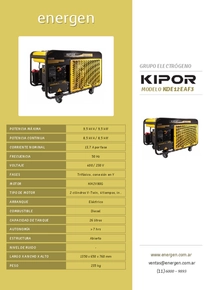 Grupo Electrógeno Diesel Kipor KDE12EAF3 - Folleto