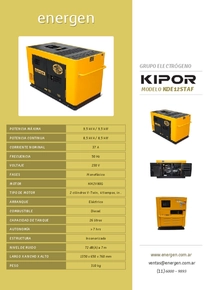 Grupo Electrógeno Diesel Kipor KDE12STAF - Folleto