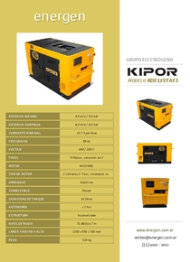 Grupo Electrógeno Diesel Kipor KDE12STAF3 - Folleto