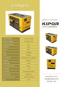 Grupo Electrógeno Diesel Kipor KDE19STA - Folleto