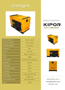 Grupo Electrógeno Diesel Kipor KDE20SS3 - Folleto