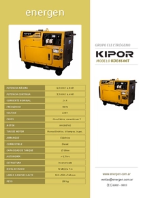 Grupo Electrógeno Diesel Kipor KDE6500T - Folleto