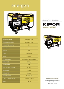 Grupo Electrógeno Nafta Kipor KGE12E - Folleto