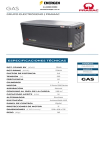 Grupo Electrógeno a Gas Pramac GA13000 - Folleto