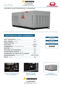 Grupo Electrógeno a Gas Pramac GL027 - Folleto