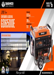 Grupo Electrógeno Nafta Daewoo GD6500E - Ficha