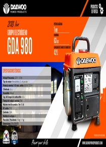 Grupo Electrógeno Nafta Daewoo GDA980 - Ficha