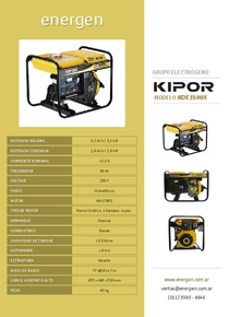 Grupo Electrógeno Diesel Kipor KDE3500X - Folleto